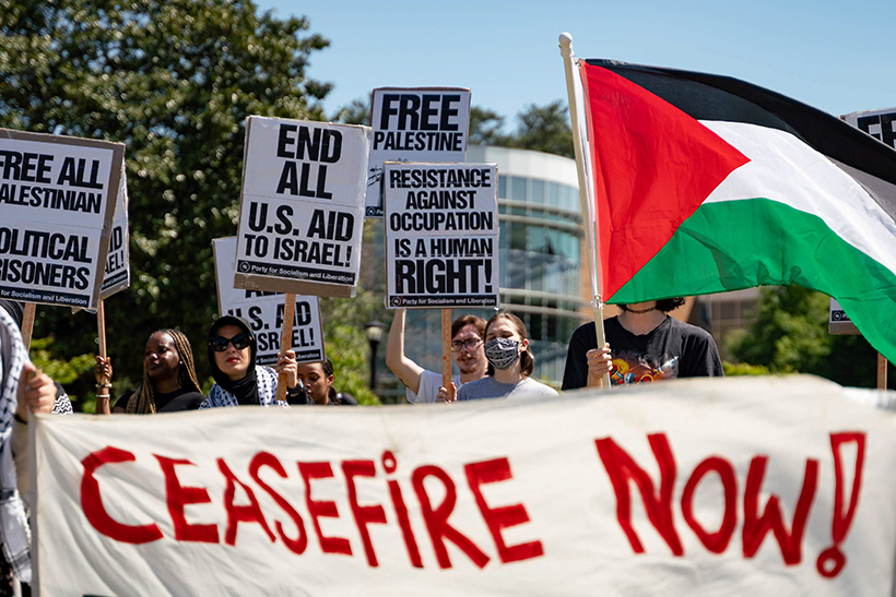 Protestas en apoyo del pueblo palestino en el campus de la Kennesaw State University, mayo de 2024. Foto: Cordon.