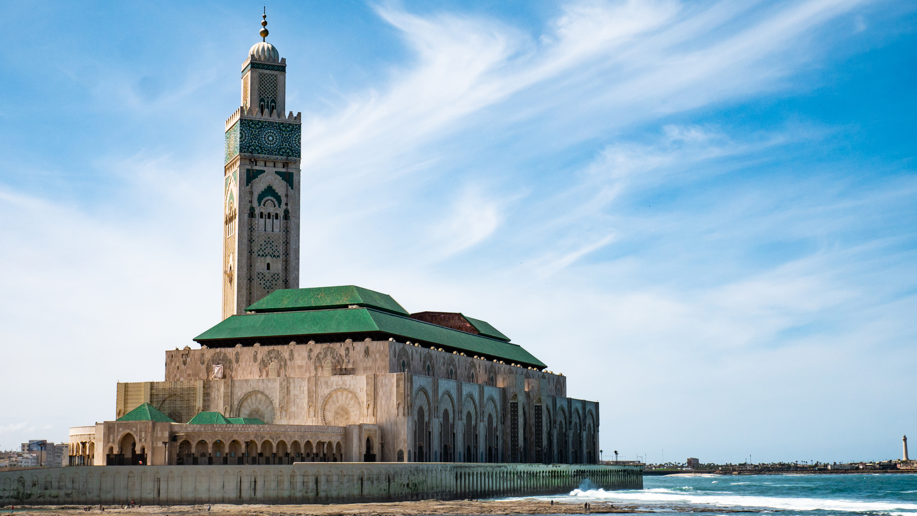 beautiful view biggest mosque casablanca morocco hassan ii mosque