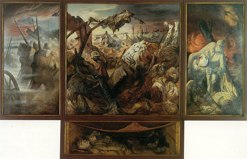 Tríptico de La guerra, una representación moderna del fin del mundo tal como lo percibió Otto Dix.